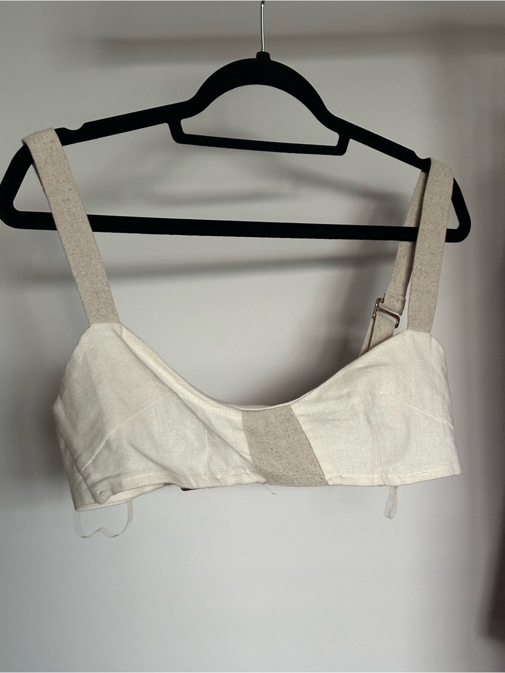 Meshki Cream Linen-Blend Bralette